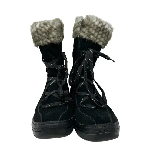Baretraps Linsie Black Suede Water Repellent Faux Shearling Boots Size 9.5
