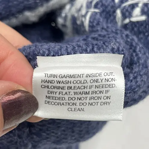 Classic Elements Vintage Christmas Cardigan Sweater Sz Large Blue Snowflake