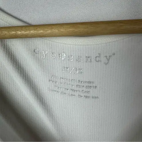 Eye Candy White Ribbed Seamless Long Sleeve T-Shirt 2X