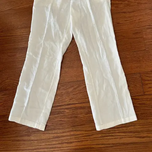 London Jean 100% Linen Chino Wide Leg Pants Jeans Mid Rise Size 4 Cream Preppy