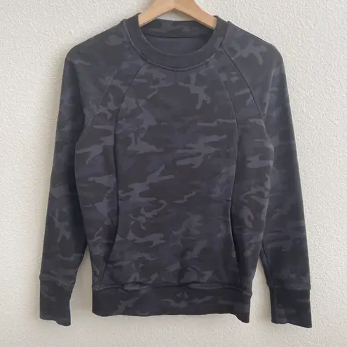 Lululemon Womens Incognito Camo Multi Grey Black Scuba Crew Pullover Sweatshirt