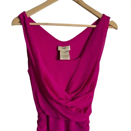 Fuzzi Begonia Pink Sleeveless Ruched Draped Scoop Neck Dress Size Medium