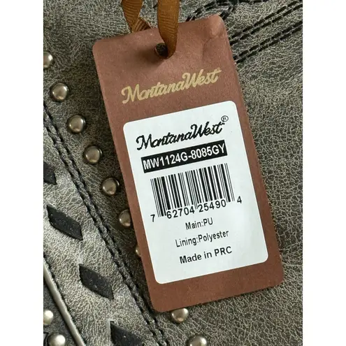 Montana West NWT Concealed Carry Purse Gray Studded Shoulder Handbag Western