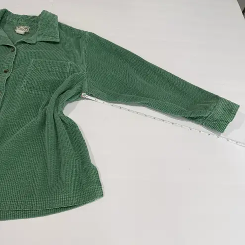 LL Bean Green Wide Wale Corduroy Oversized Button Up Cotton Shirt LARGE PETITE Size undefined