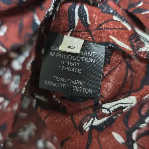 Isabel Marant Etoile Floral Burgundy Shirt Top Long sleeve Cotton size 42 US 12