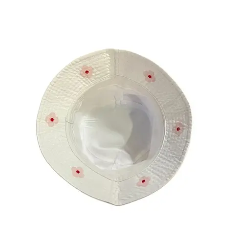 Elta MD Skincare Bucket Hat White Pink Red Floral Print Sun Hat Used