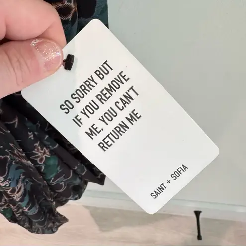 NWT Saint + Sofia Runway Mesh Dress in Green Twilight Floral Size US12