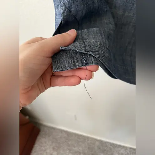 Trina Turk Linen Groove Split Neck With Half Sleeves in Blue Women’s Size XS