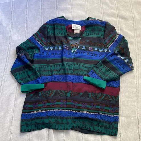 Leslie Belle tropical 80s retro blazer. Blue Size 10P