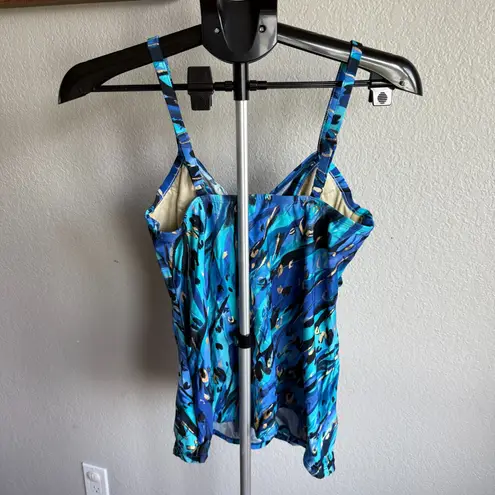 MiracleSuit Tankini Swimsuit Top Animal Love Knot Underwire Bra Blue Size 8