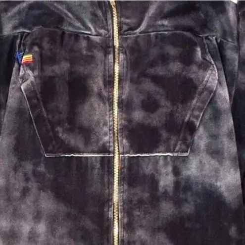 Aviator Nation Velvet Grey Black Tie Dye Full Zip Hoodie. NWT RARE