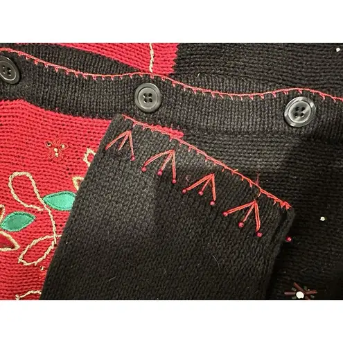 White Stag Vintage Christmas Cardinal Embroidered Cardigan Sweater Womens 18/20