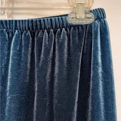 Turquoise Teal Blue Velour Velvet Straight Leg Lace Trim Elastic Pajama Pants Size 2X