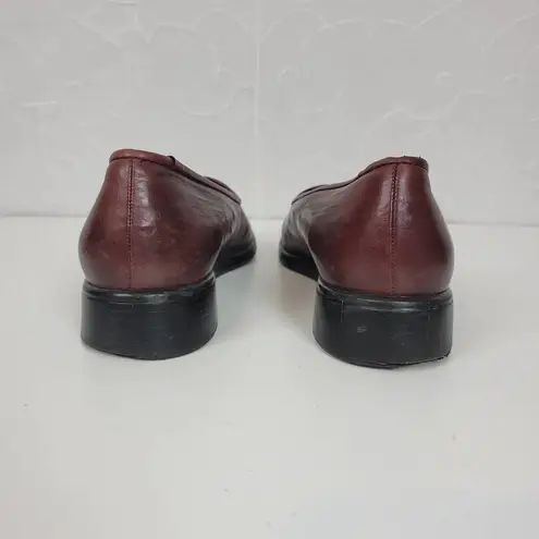 Enzo Angiolini Womens Shoes Size 7 Burgandy Leather Slip On Flat Loafers