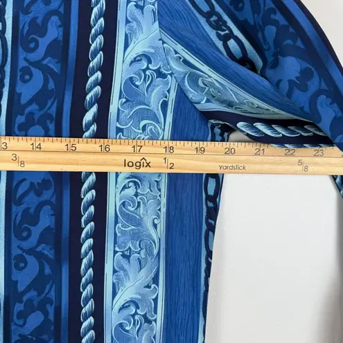 Alia Shirt Women 8 Blue Striped Chain Print Long Sleeve Button