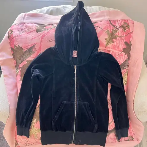 Juicy Couture y2k vintage black velour zip up track jacket