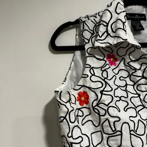 Mercer & Madison Women’s Sz: L Linen Vest Embroidered Bright Spring Flowers. White Size L