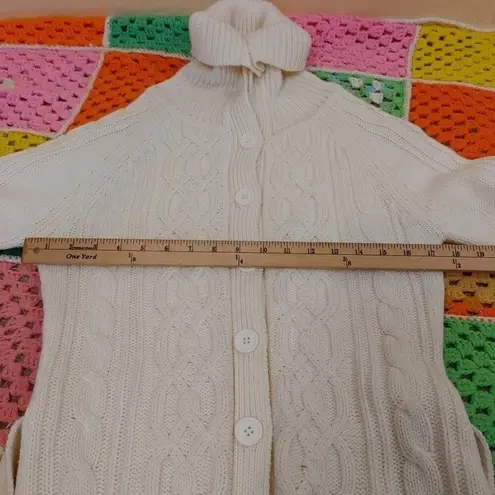 it's our time Size Medium M Long Sweater Tie Comfy Knit Button Long Sleeve Ivory