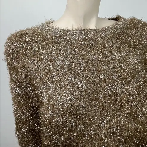 Lucy Paris Lola Gold Fluffy Eyelash Pullover Sweater