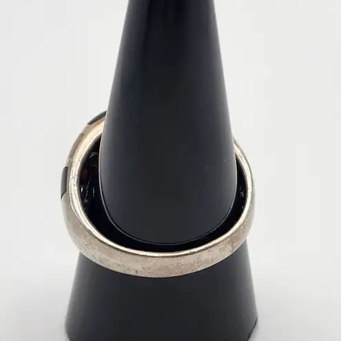 Ken Craft Sterling Silver Mother of Pearl & Onyx Inlay Ring (10)