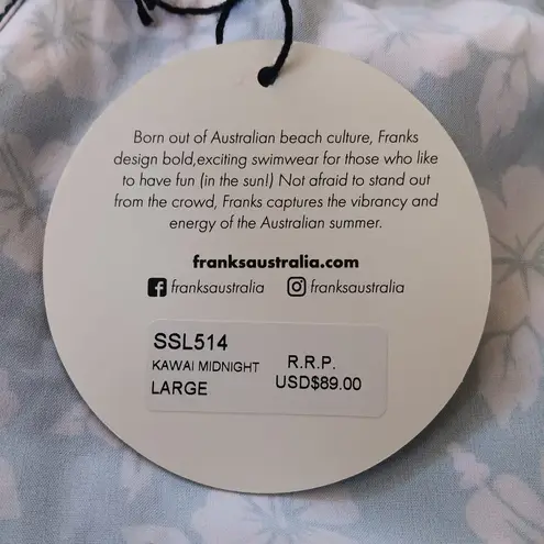 Franks Navy Blue Pink Oahu Floral Print Swim Athletic Board Shorts Size Large