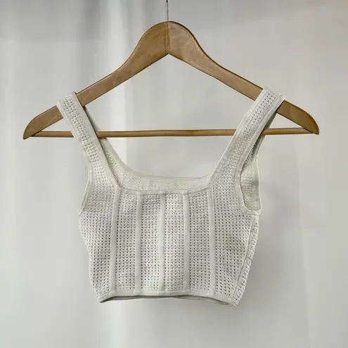 Babaton Aritzia Sculpt Knit Squareneck Cropped Tank in Bone Size XXS