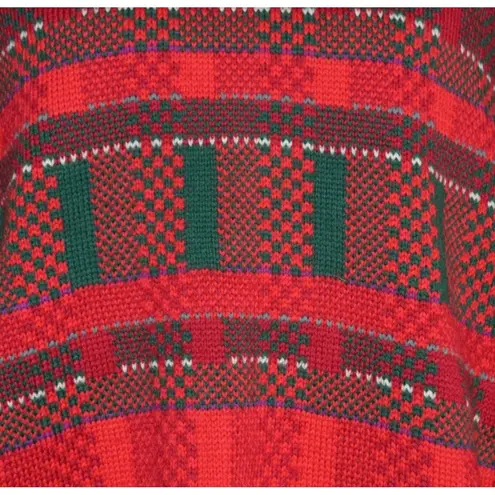 Top Notch Knits Unisex XL Red Green Heavy Knit 100% Wool Sweater Made In USA