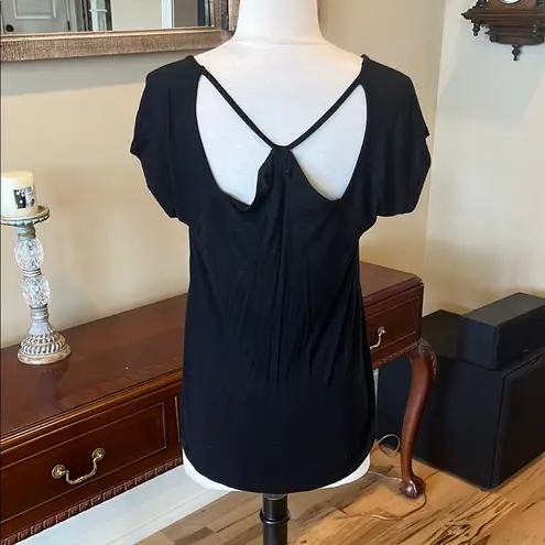 Crave fame Black Cut-Out Short Sleeve Flowy Top