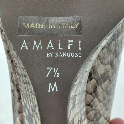 Amalfi by Rangoni Torres Wedge Heel Shoes Womens 7.5M Snake Print Italy Loafer Brown Size 7.5