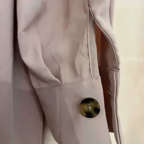 Marled Tan Long Sleeve Boxy Blouse with Mandarin Collar Size L