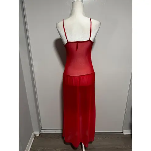 Seven 'til Midnight Red Lace Long Gown Lingerie Women's Date Dress size Medium