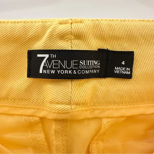 New York & Co 7th Avenue Suiting Collection Flat Front Zip Ankle Pants Yellow 4