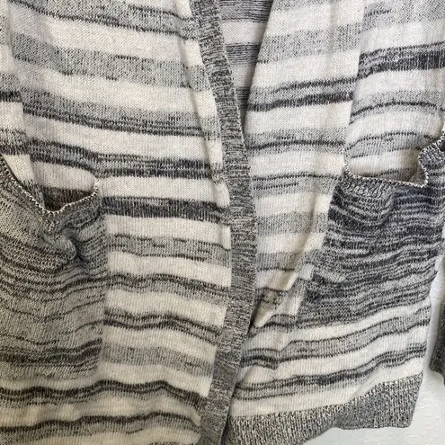 Calvin Klein Jeans  Gray White Striped Open Front Knit Cardigan Lightweight