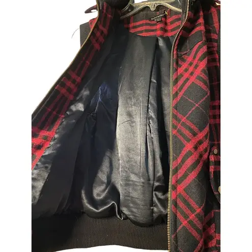 NIKIBIKI plaid zip up hooded black & red vest Sz L