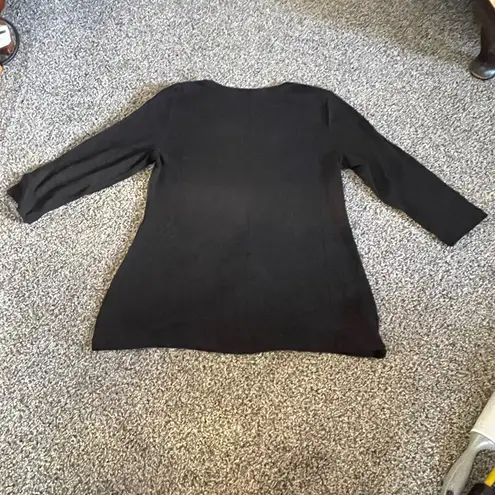 Isaac Mizrahi New Live Essentials Pink and Black V-Neck Long Sleeve shirt set M