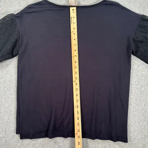 Anthropologie Dolan Lace Short Sleeve Top Women's Small Black / Navy Blue Terry