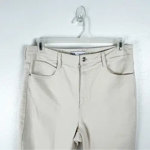 ZARA  Cream High Rise Wide Legs Ankle Splits Jeans, Size 14