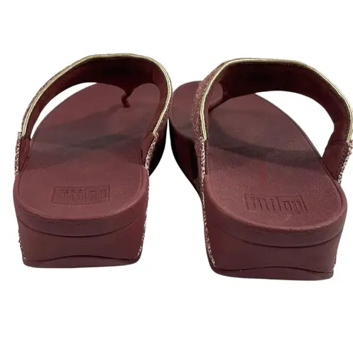 FitFlop Women's Lulu Shimmerweave Toe-Post Thong Sandals Clay Brown Size 10