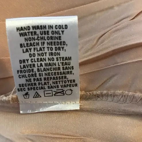 Komarov Dress Beaded Charmeuse Chiffon Tiered Lace Trim V Neck Size P/L Cocktail