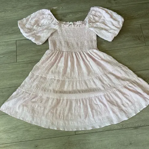 Mittoshop Pink Smocked Sundress with Puff Sleeves
