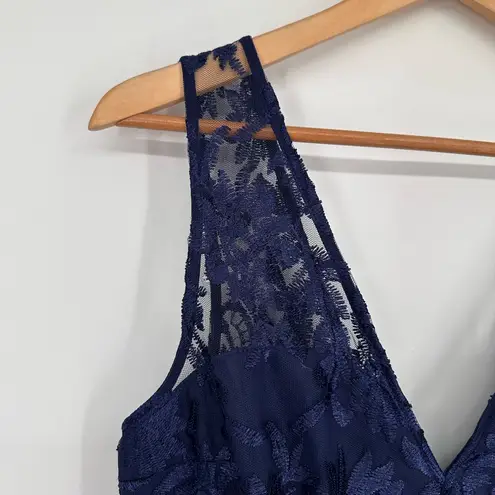 Maniju Baltic Born Navy V Neck Gown size Large Pearls V Back Long Formal NWT