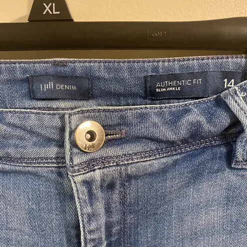 Women's J. Jill Denim Authentic Fit Slim Ankle Medium Wash Jeans Size 14 Blue