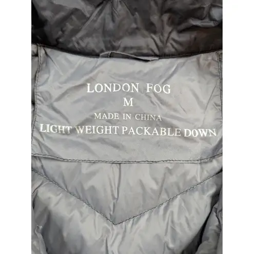 London Fog Womens Black Lightweight Packable Down Puffer Jacket Size M