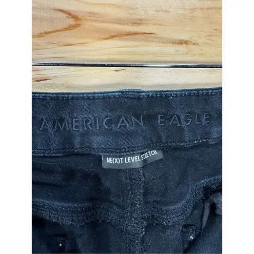 American Eagle  Women's Size 12 Curvy High Rise Shortie Black Denim Shorts AE0122