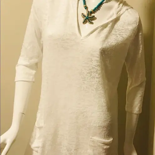 Akini Swimsuit Cover Up Lace Hooded Swimwear Ivory Medium