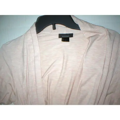 Natori NWT New Designer Short Wrap Robe Womens S Soft Sexy Belt Beige Pink Tan