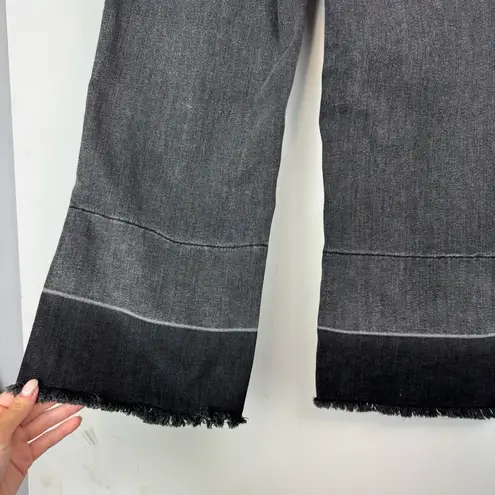 Judy Blue Wide Leg Crop Jeans Sz 28 High Rise Raw Hem Black Grey Wash