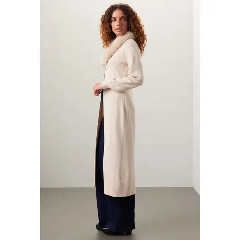 Ashley Park Cream Long Knit Faux Fur Trim Midi Cardigan Sweater Size XL