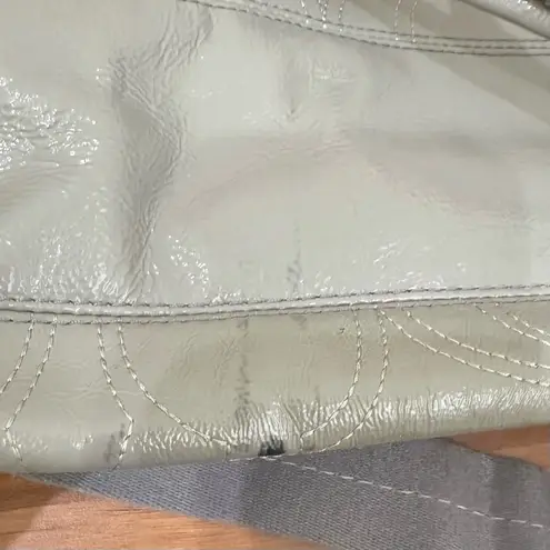 Coach  F17940 Large Gray Patent Leather Baby Messenger Large Diaper Tote Bag