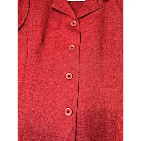 Leslie Fay Blazer Womens Size 12 Red Suit Jacket Button Shoulder Pad Vintage Y2K - Image 2